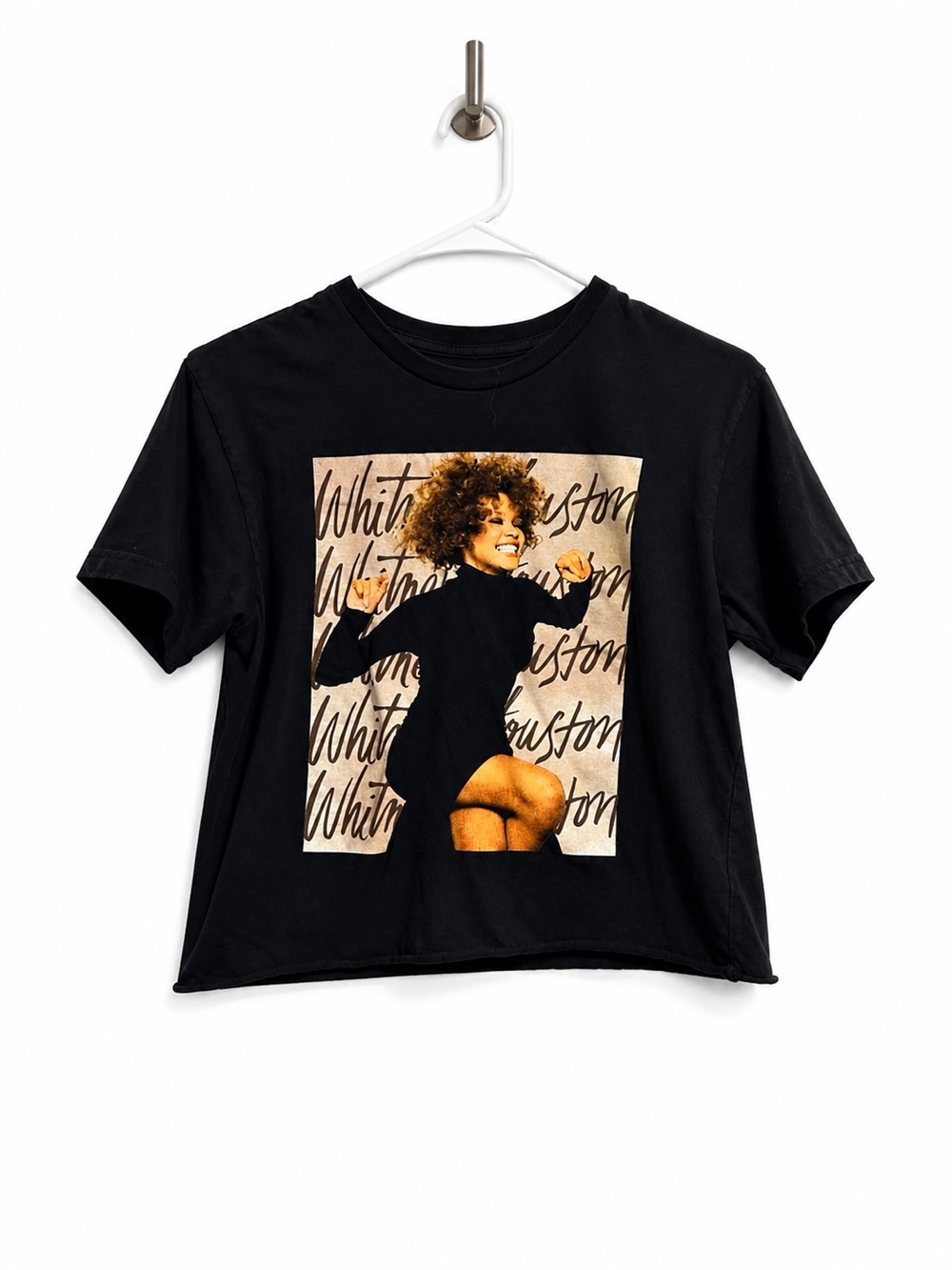 Black Graphic Crop Vintage Photo Whitney Houston diva casual everyday summer